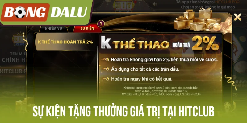Sự kiện tặng thưởng giá trị tại Hitclub